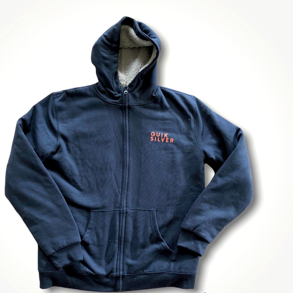 Quiksilver fur-lined zip navy sweatshirt